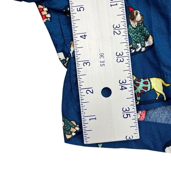 J Crew Boxers Mens M Blue Christmas Dog Print Cotton Sleep Lounge Shorts Pajama - Picture 8 of 12